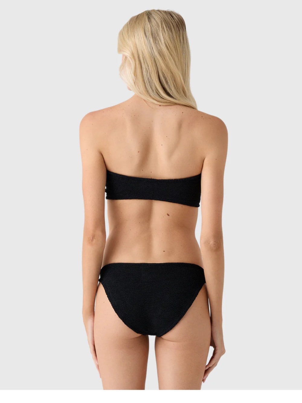Hunza G Black Textured Bandeau Bikini